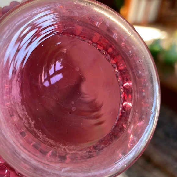 Fenton Cranberry hobnail opalescent 4.5 inch vase. - Picture 6 of 11